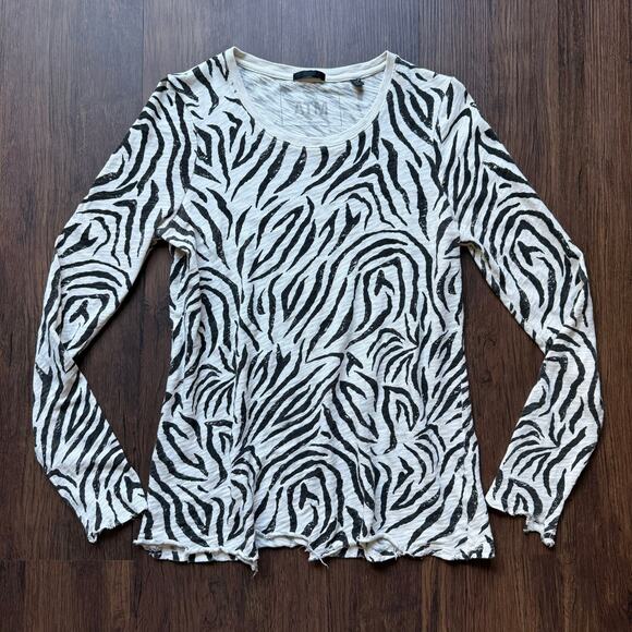 ATM Zebra Print Slub Cotton Long Sleeve Tee – Women’s Medium - Picture 2 of 11